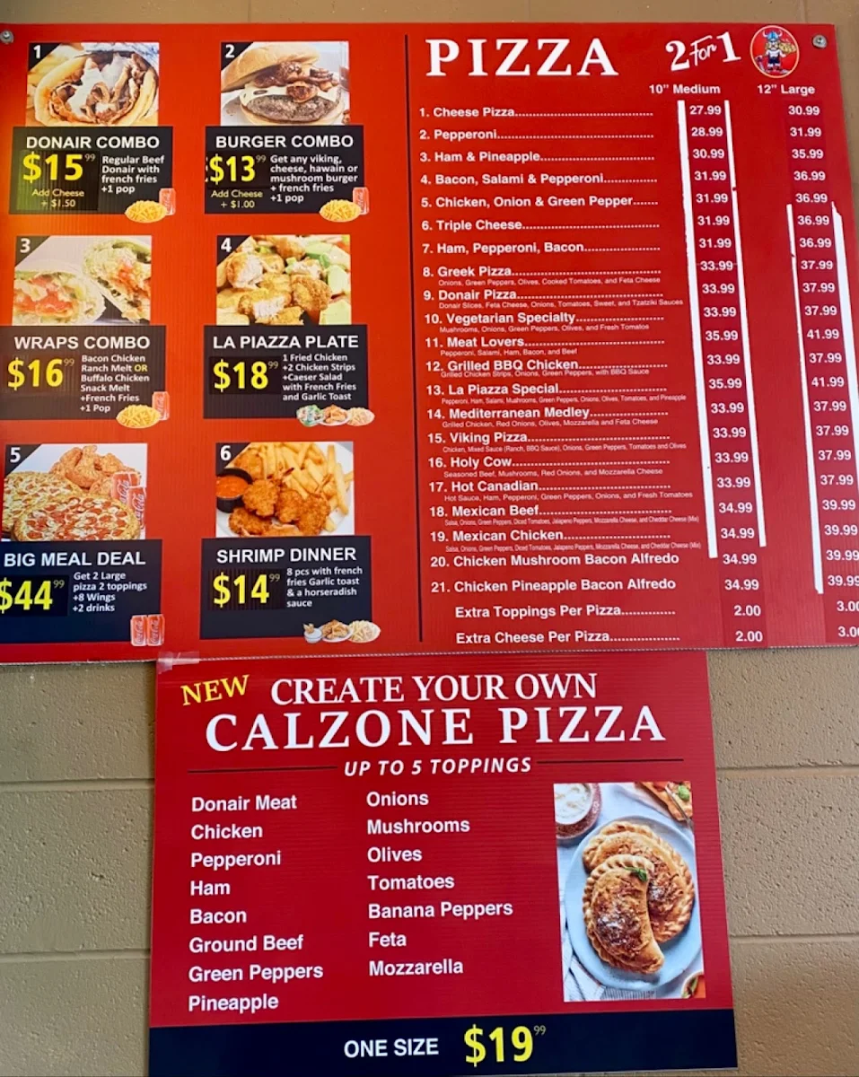 Menu, La Piazza Viking