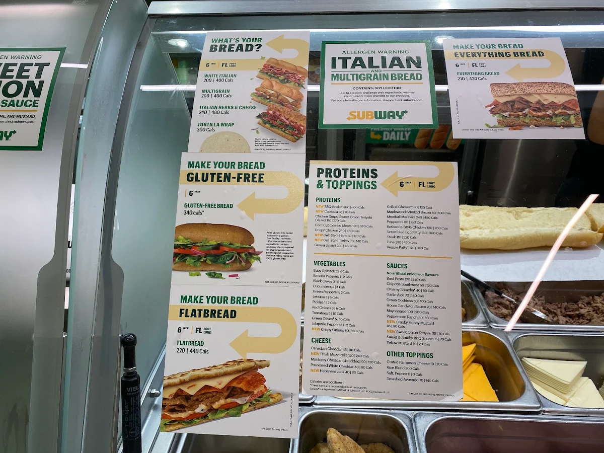 Menu, Subway
