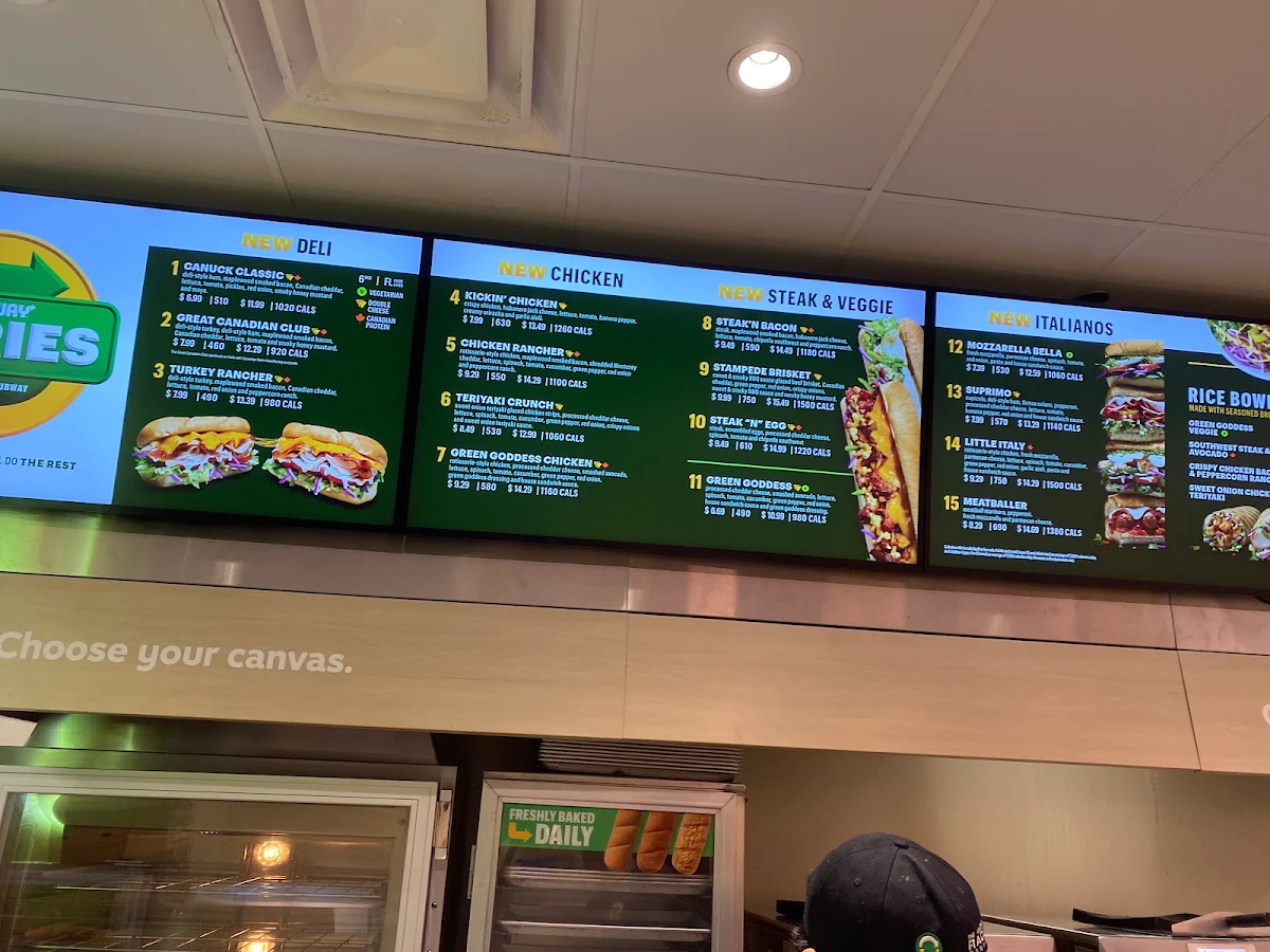 Menu, Subway