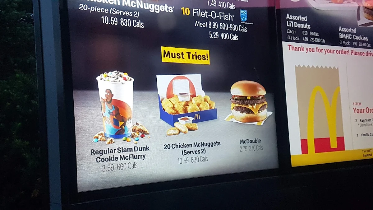 Menu, McDonald's