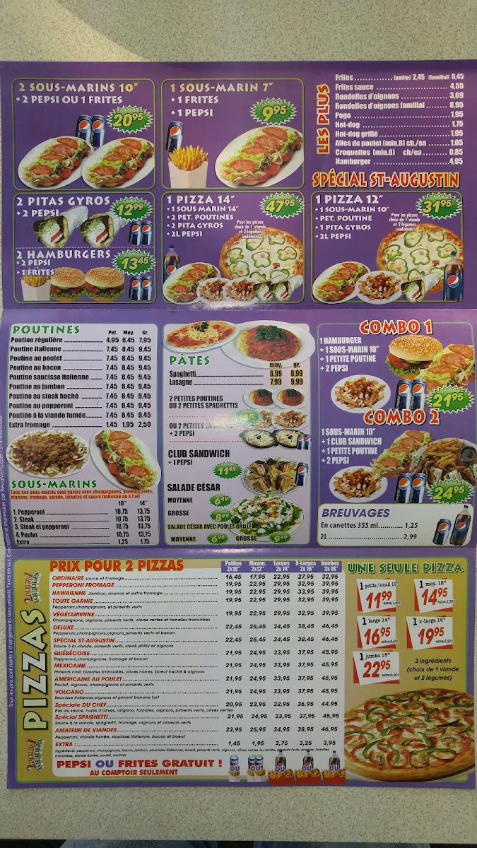 Menu, Pizza Saint-Augustin