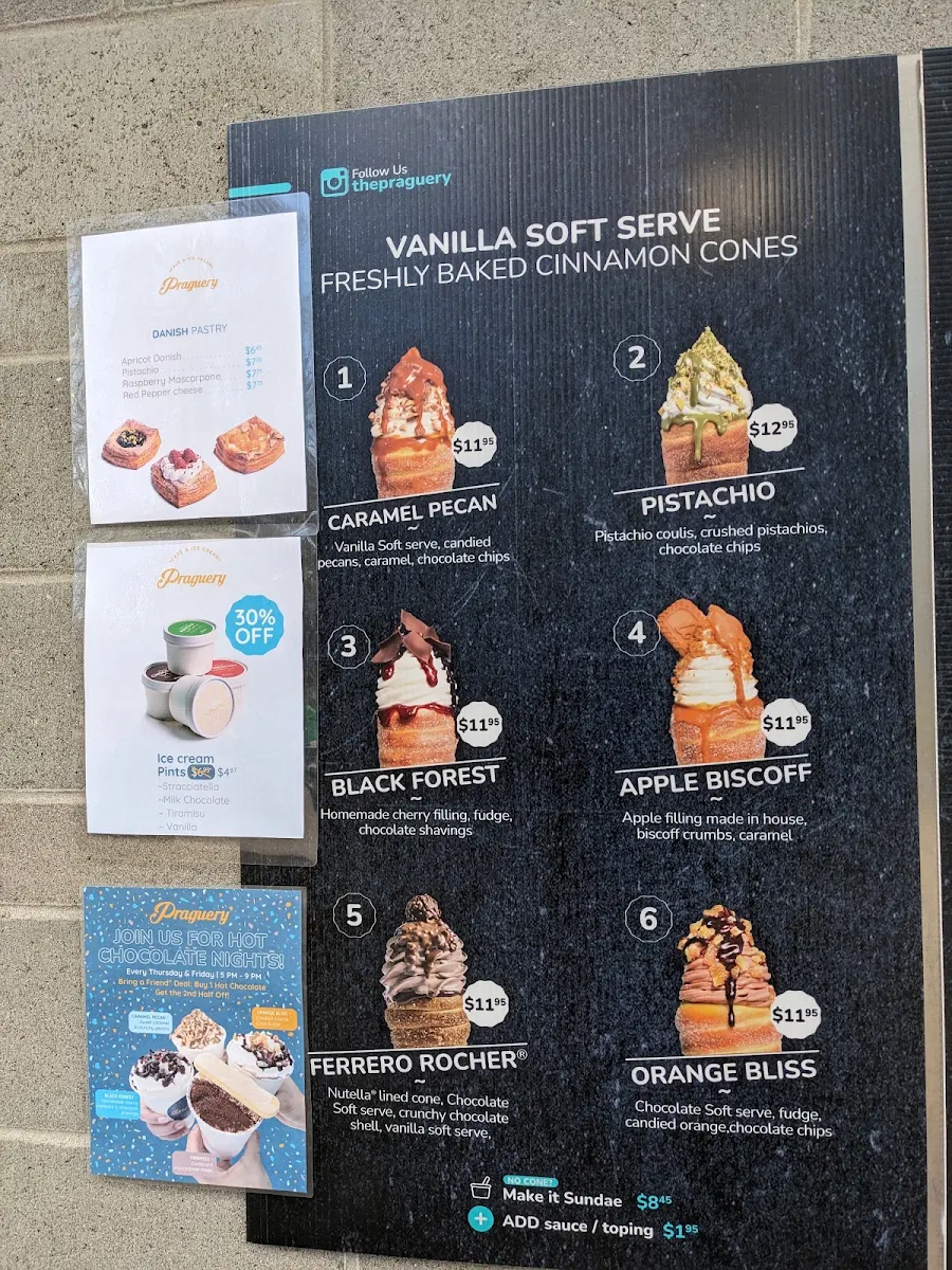 Menu, Praguery Café & Ice Cream
