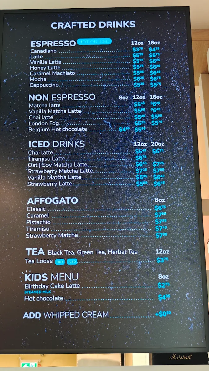 Menu, Praguery Café & Ice Cream