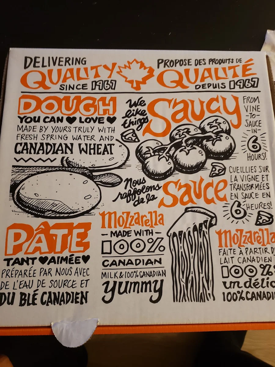 Menu, Pizza Pizza