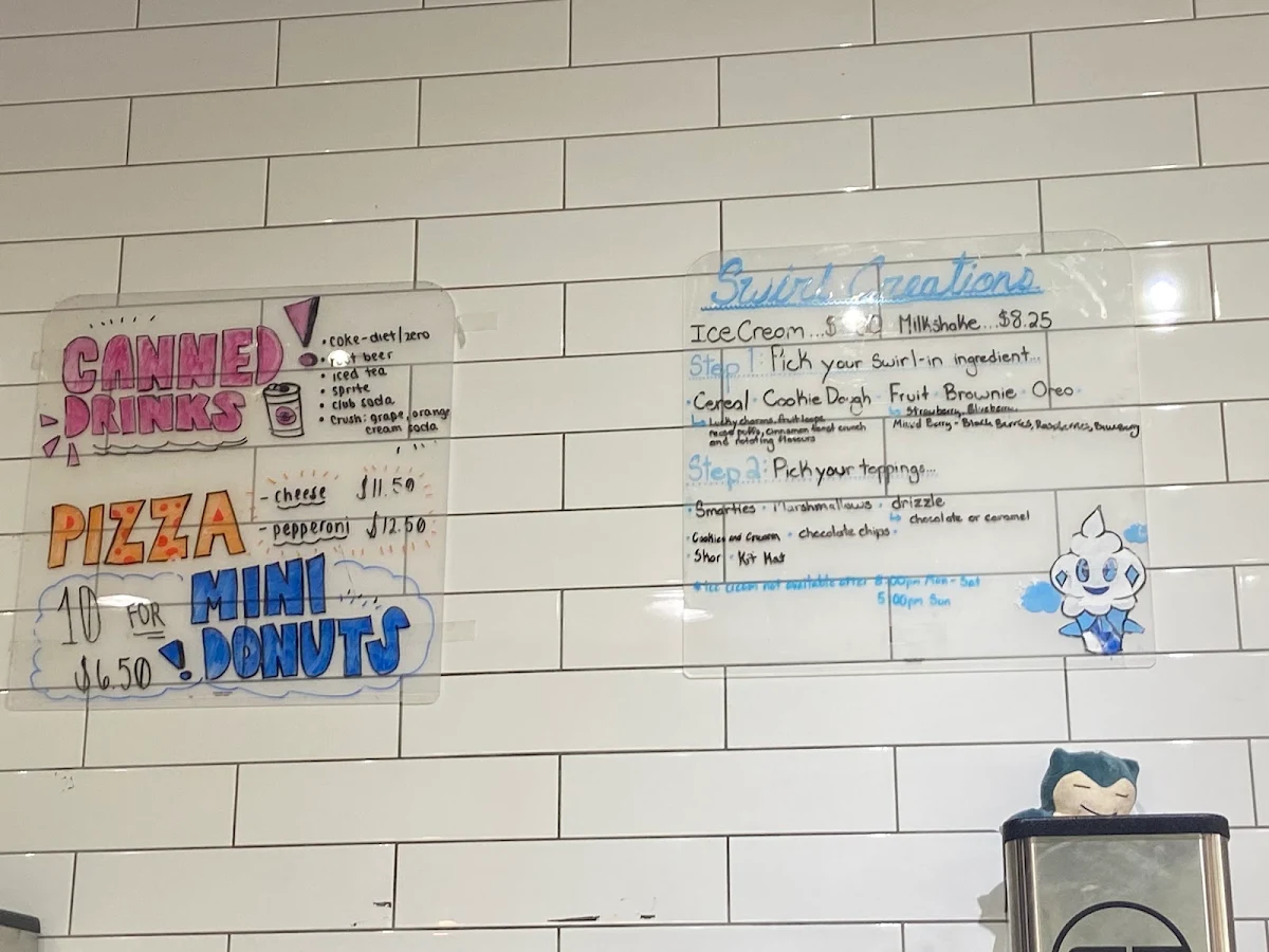 Menu, Swirl Cafe & Games
