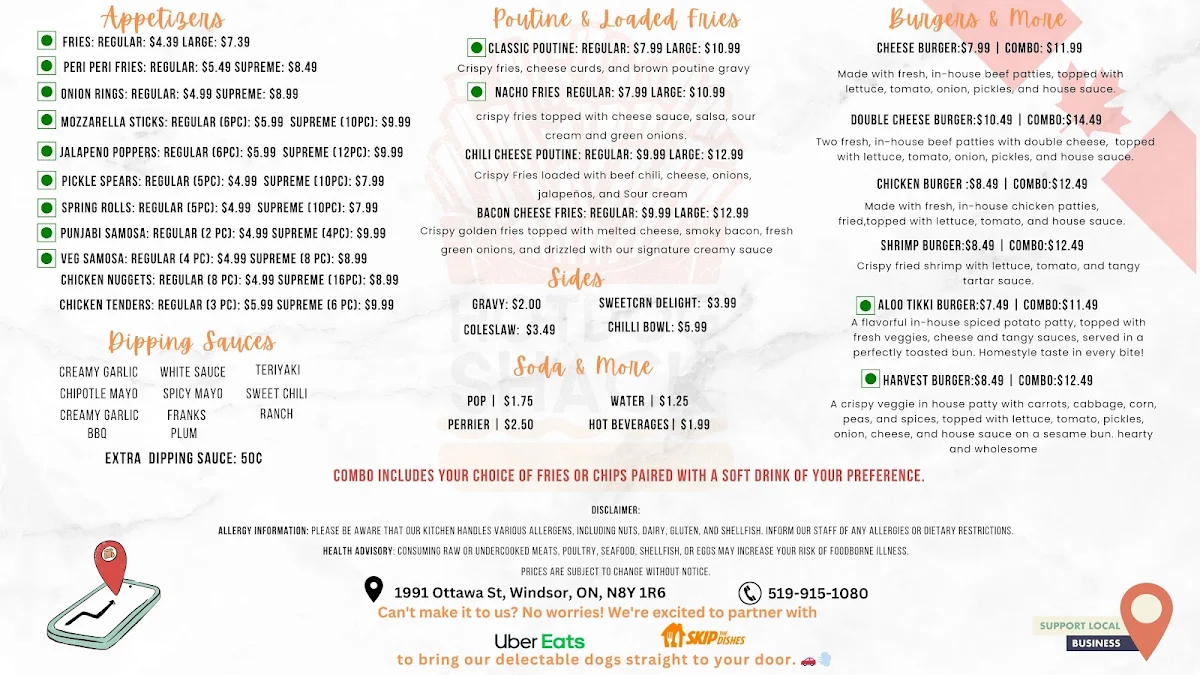 Menu, Hot Dog Shack