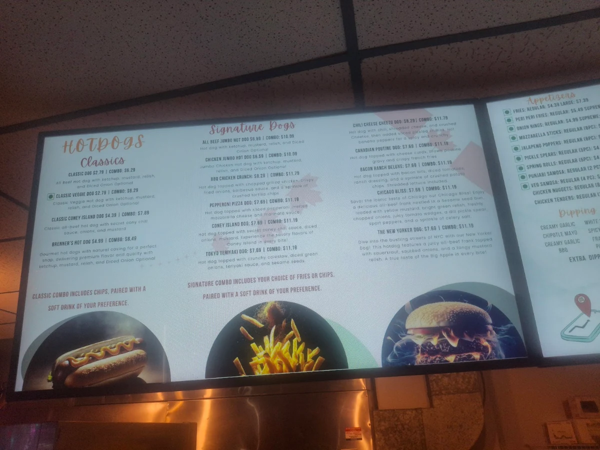Menu, Hot Dog Shack
