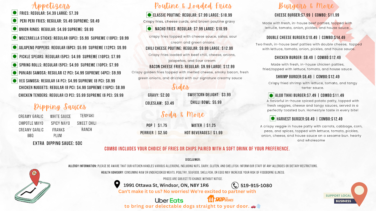 Menu, Hot Dog Shack