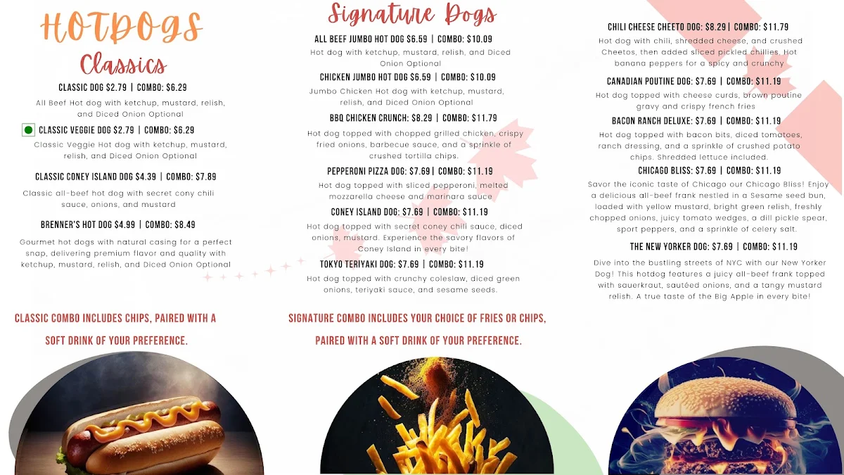 Menu, Hot Dog Shack
