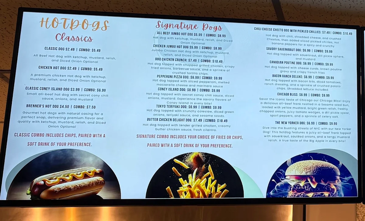 Menu, Hot Dog Shack