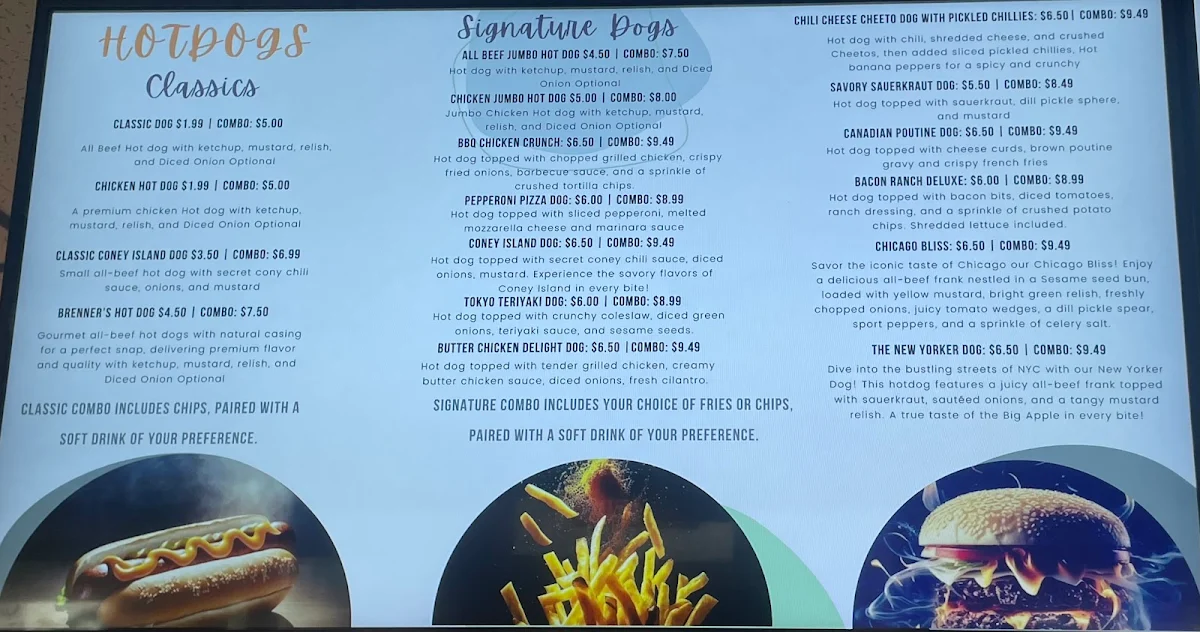 Menu, Hot Dog Shack
