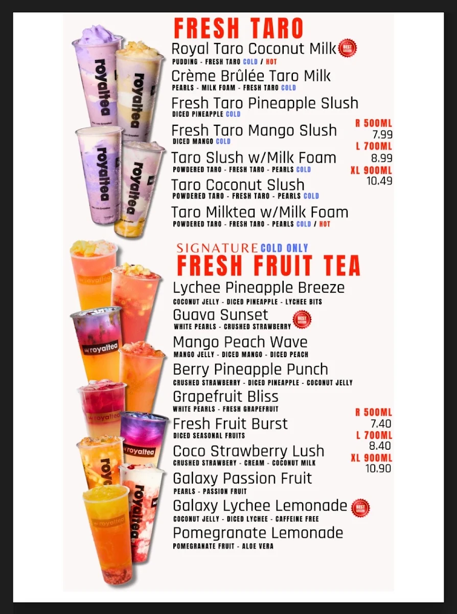 Menu, Royaltea