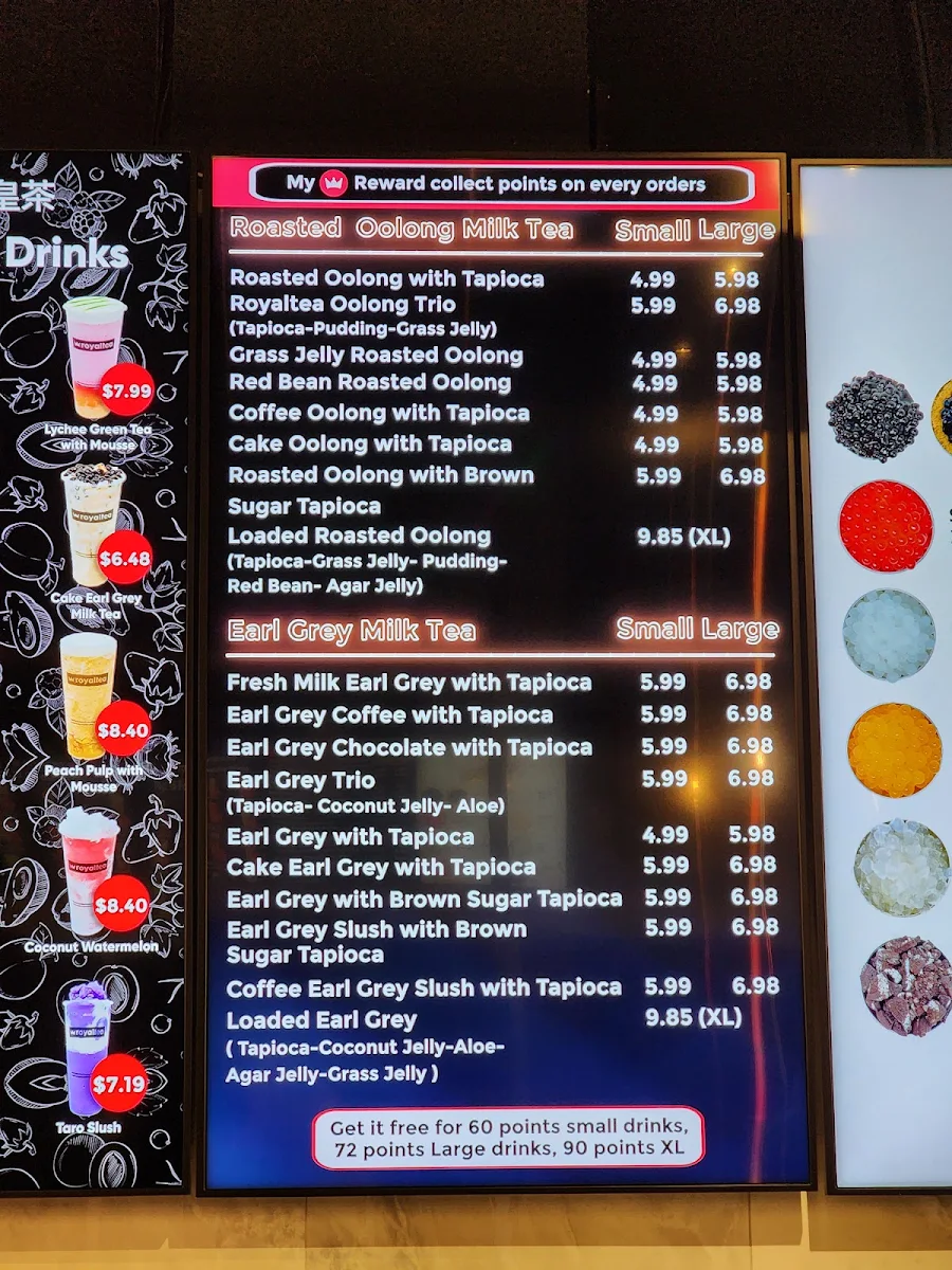 Menu, Royaltea