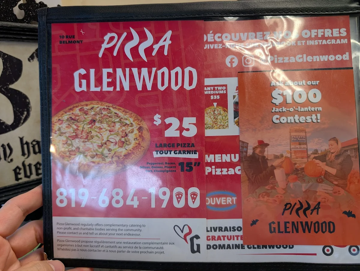 Menu, Pizza Glenwood