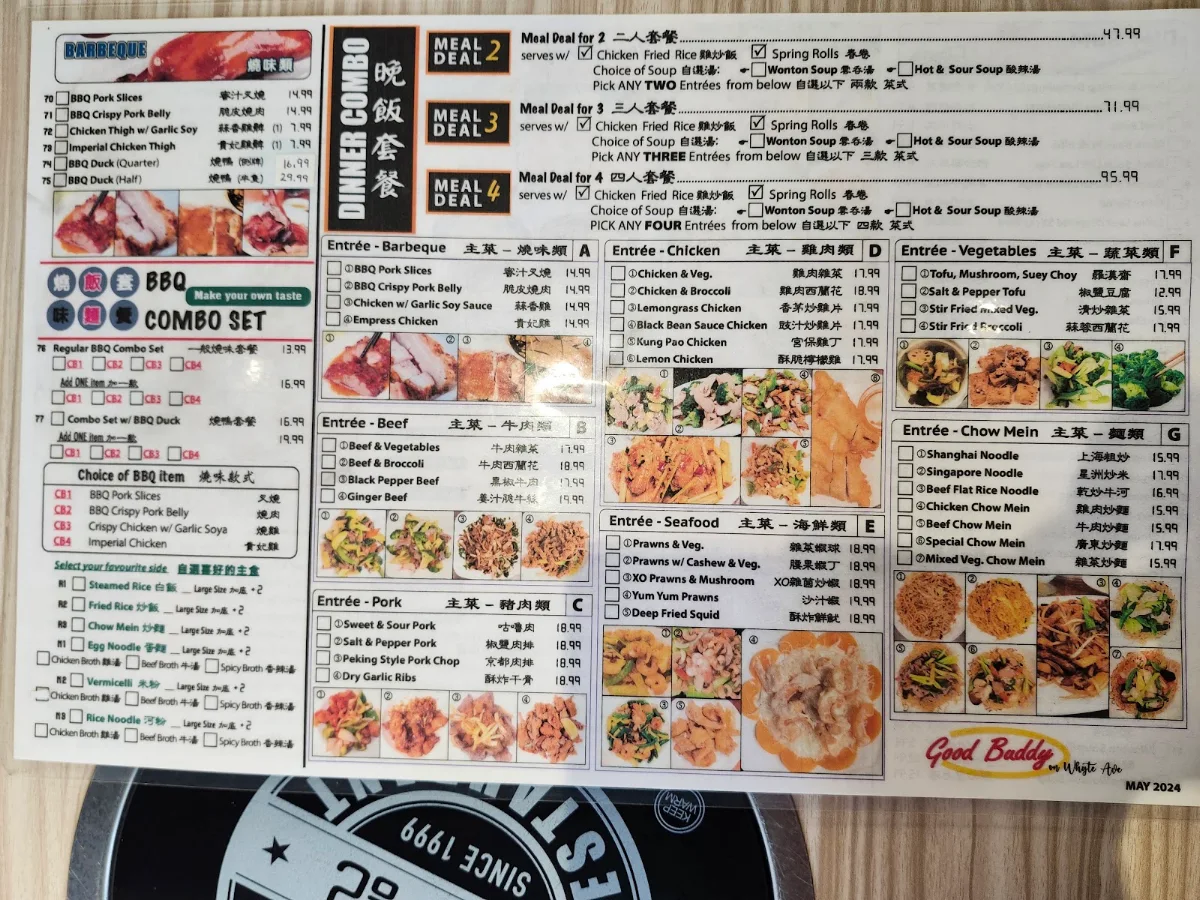 Menu, Good Buddy on Whyte