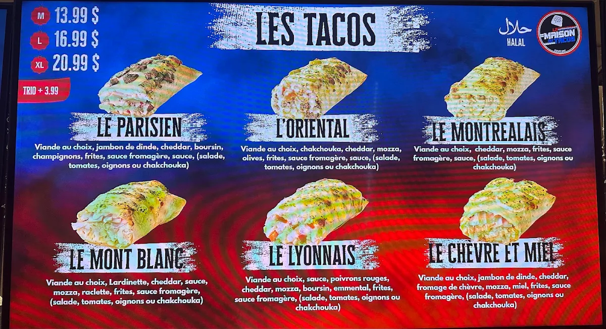 Menu, Maison du Tacos