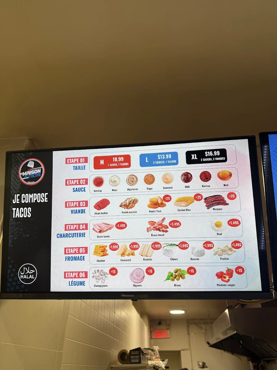 Menu, Maison du Tacos