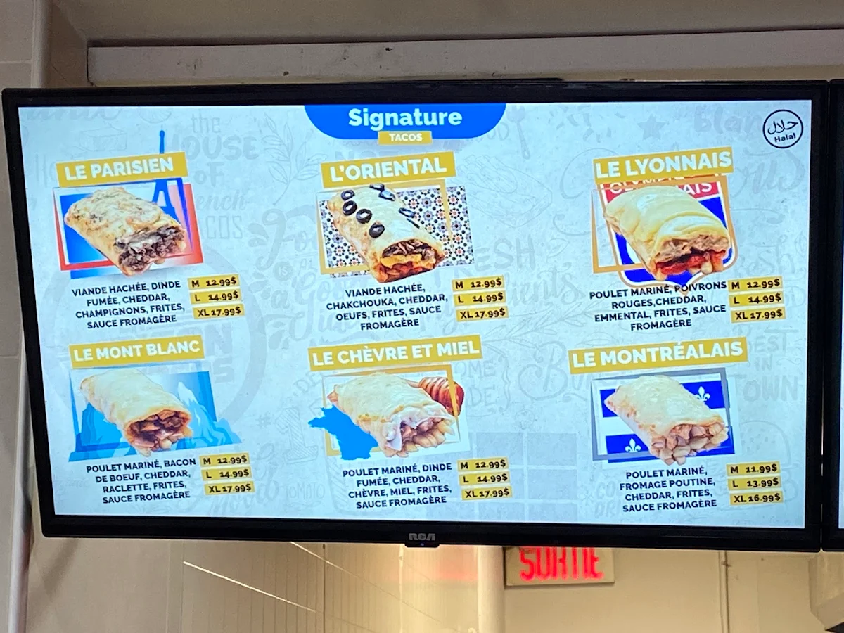 Menu, Maison du Tacos