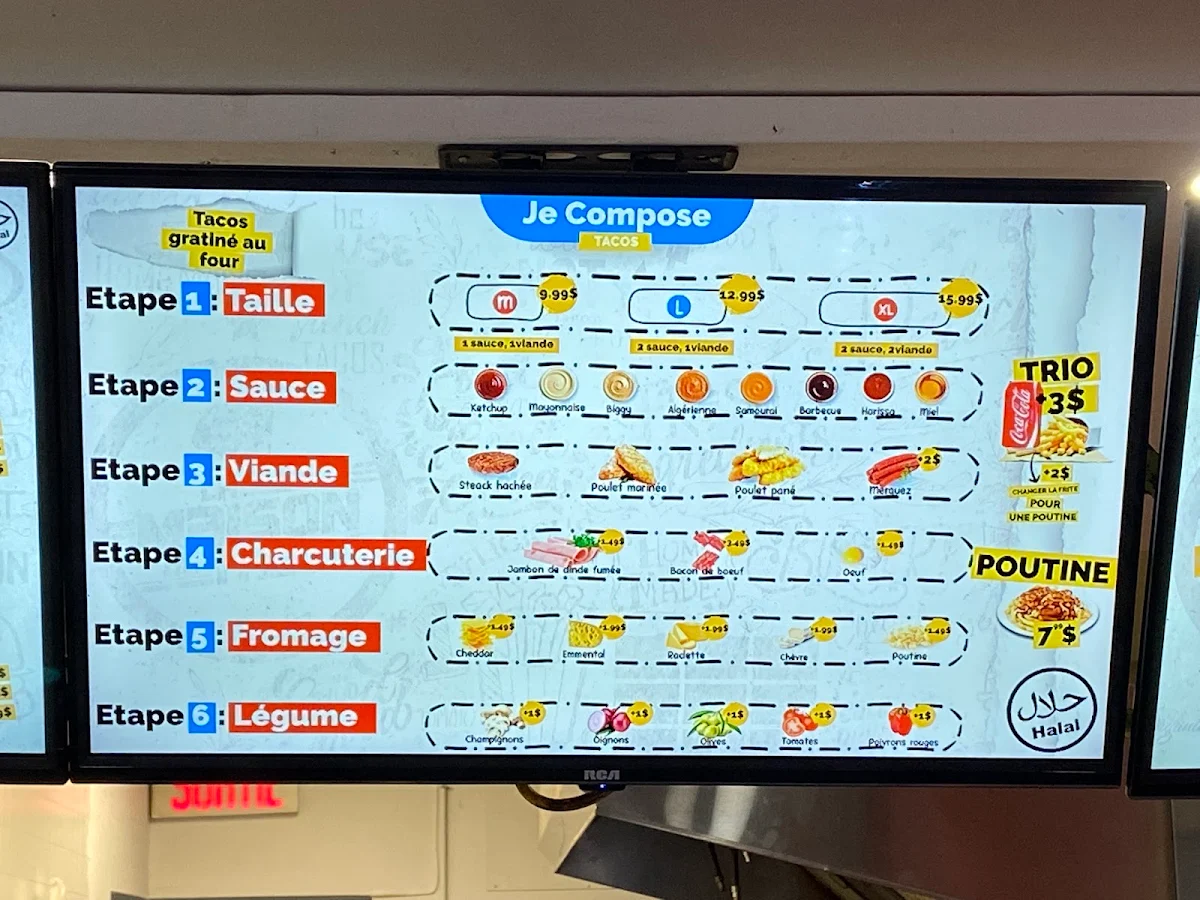 Menu, Maison du Tacos