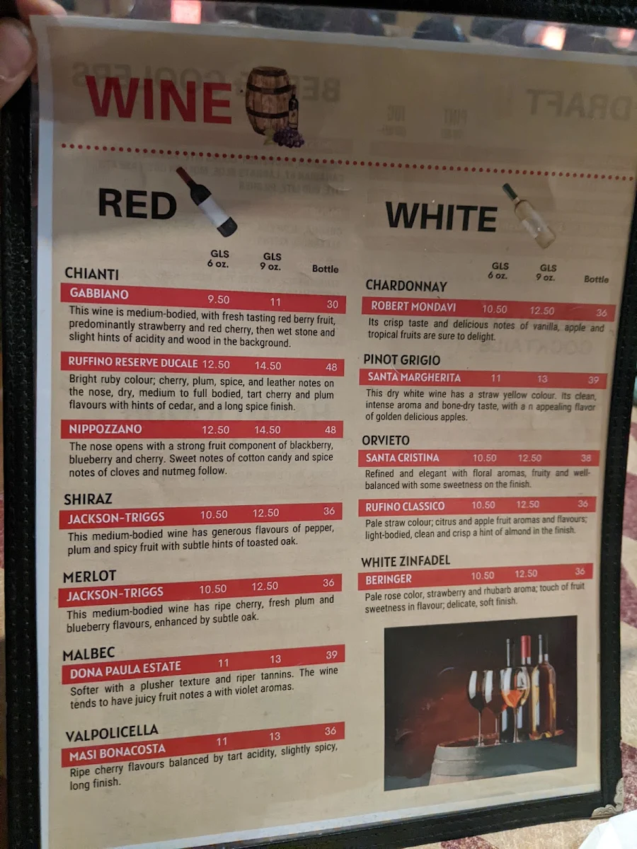 Menu, Franco's Pizza & Steakhouse