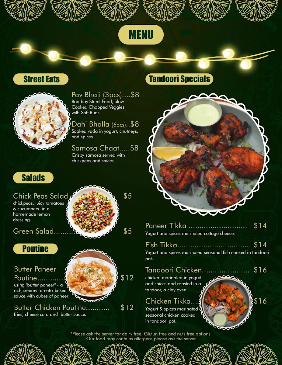 Menu, Taste of Super Kings - Dosas & Biryani