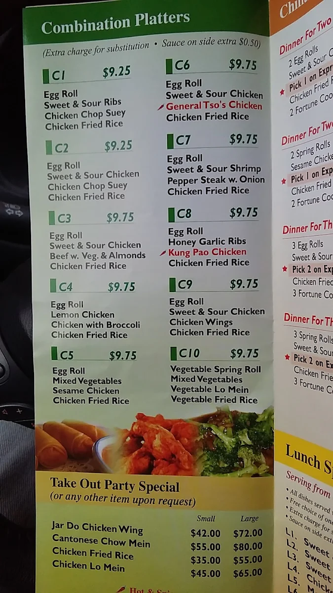 Menu, China Express