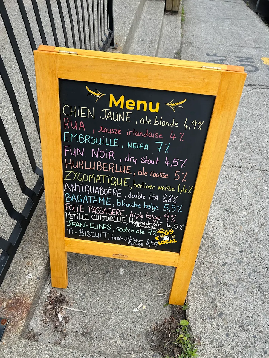 Menu, Aux Fous Brassant - Microbrasserie