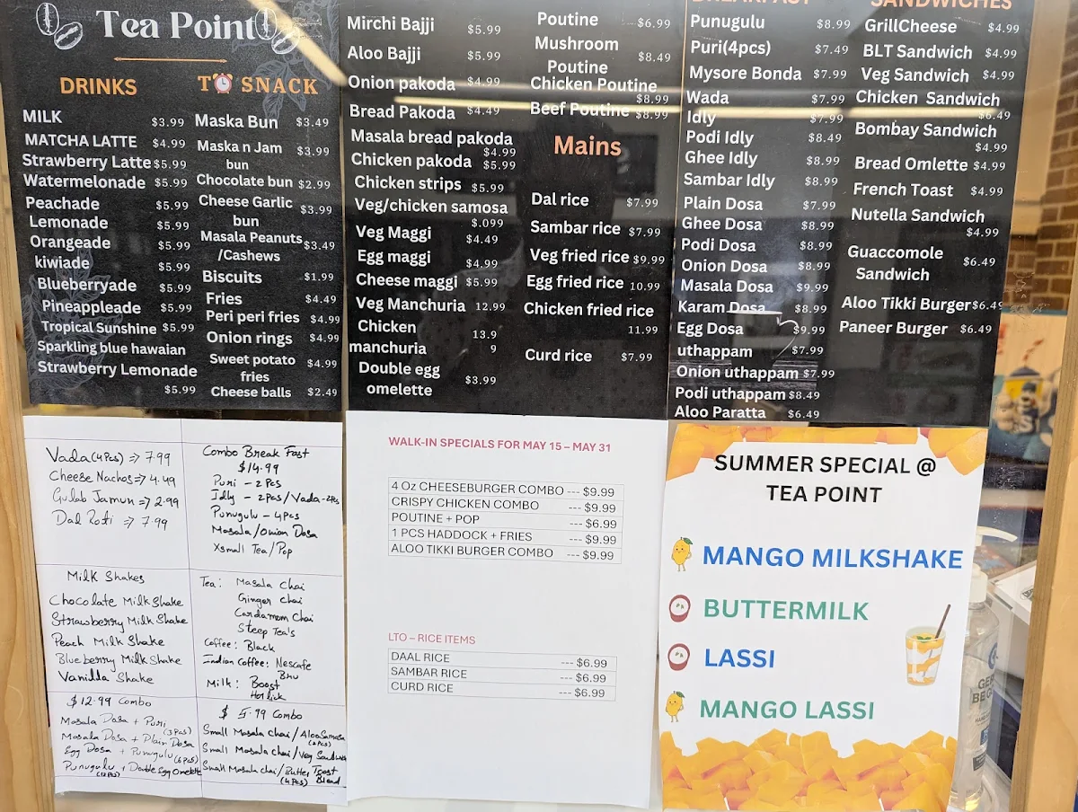 Menu, Tea Point