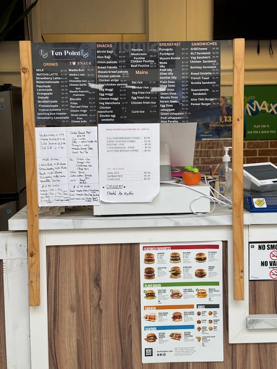 Menu, Tea Point