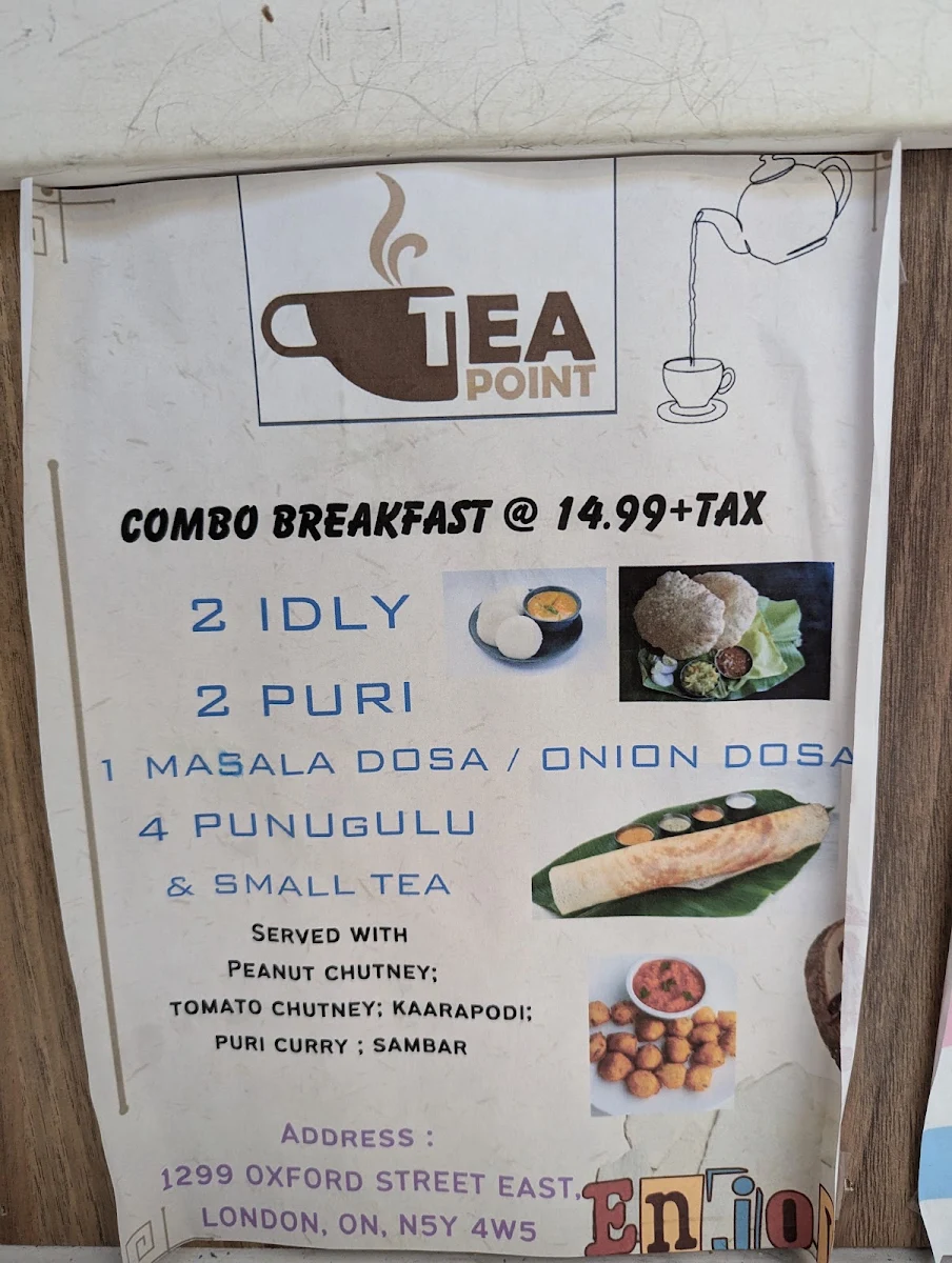 Menu, Tea Point