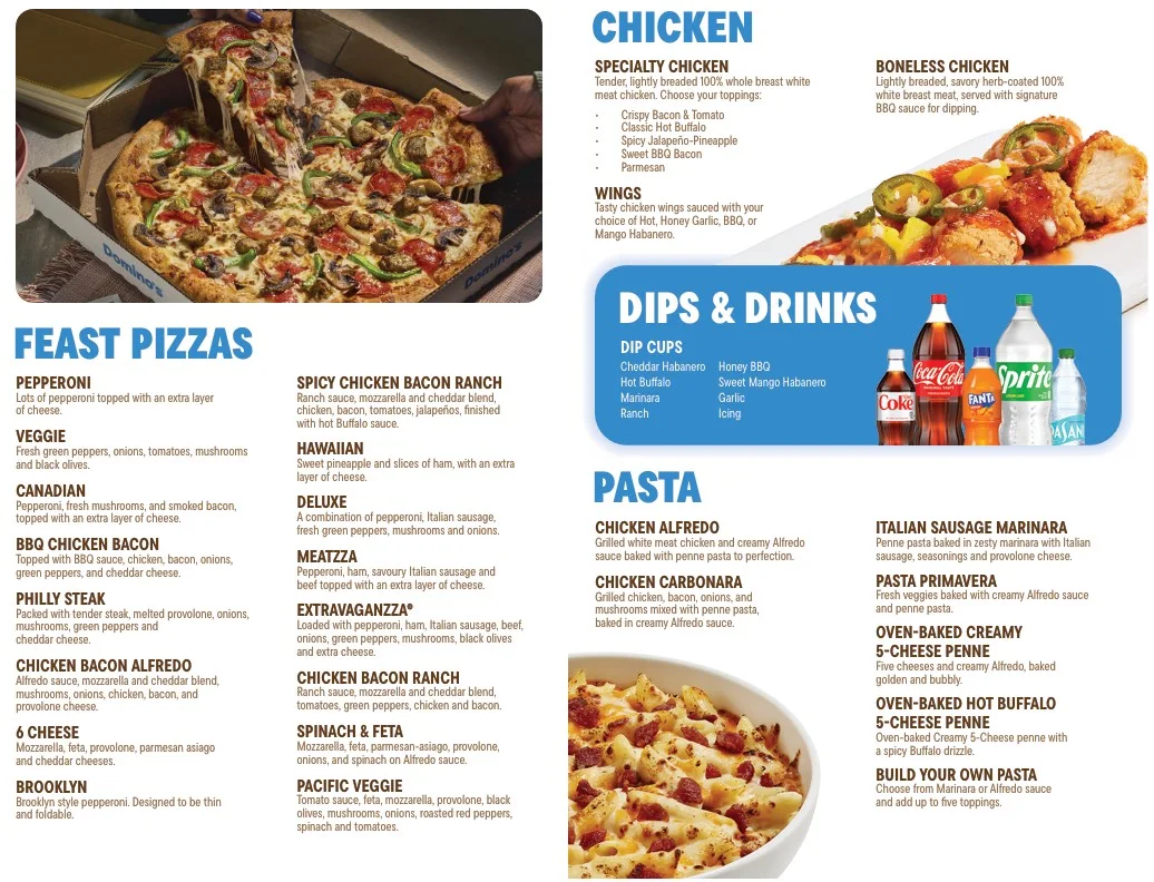 Menu, Domino's Pizza