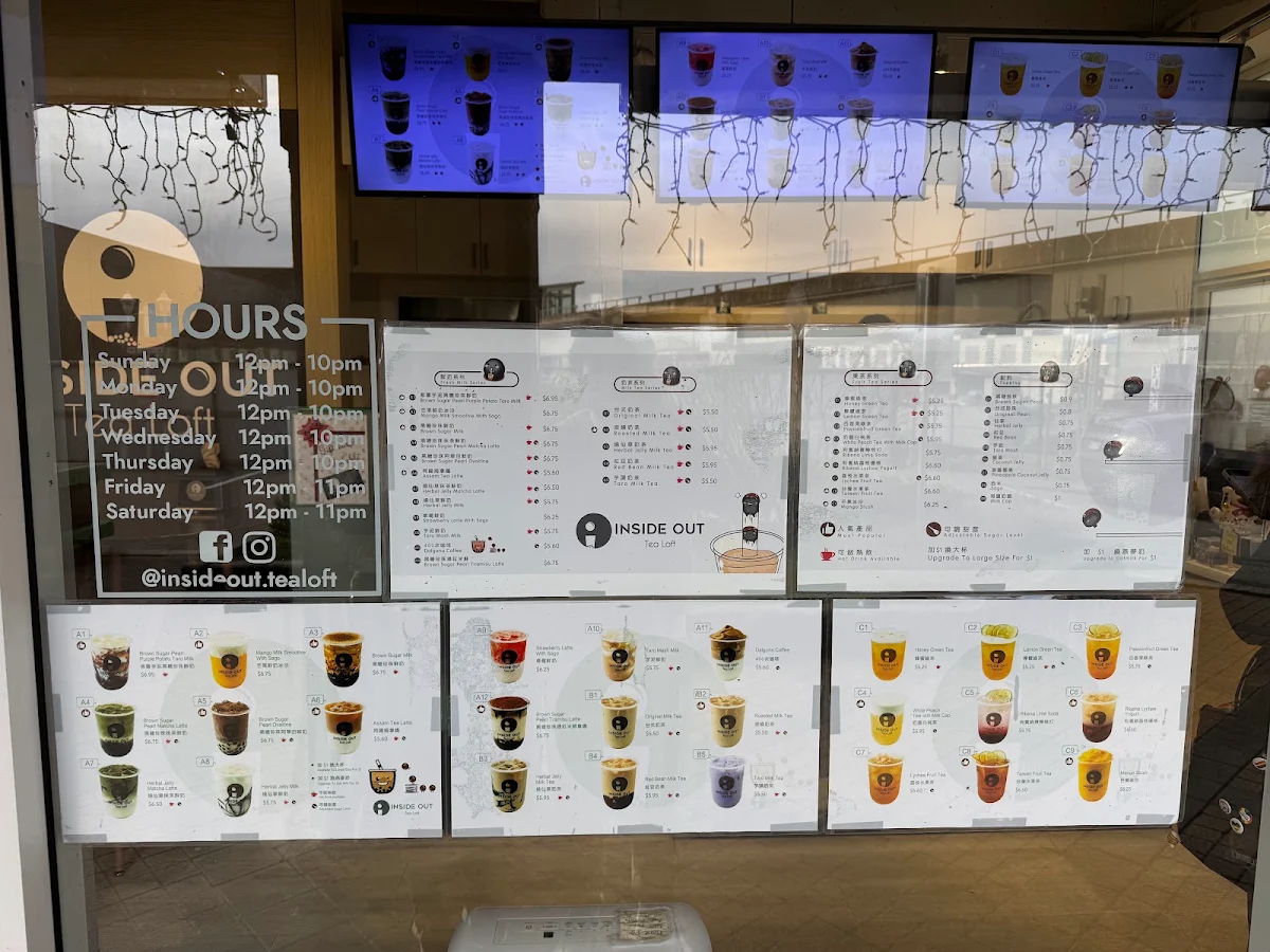 Menu, Inside Out Tea Loft
