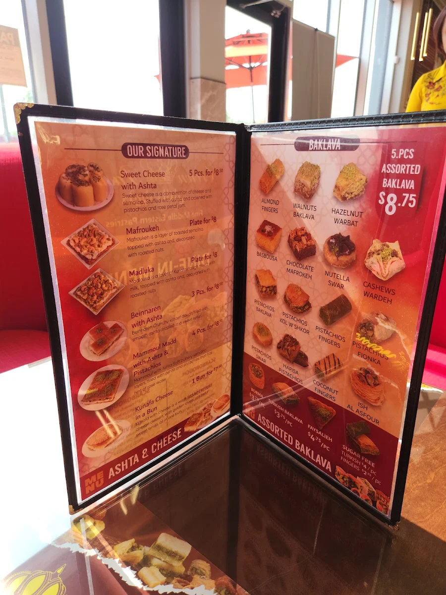 Menu, Crown Pastries
