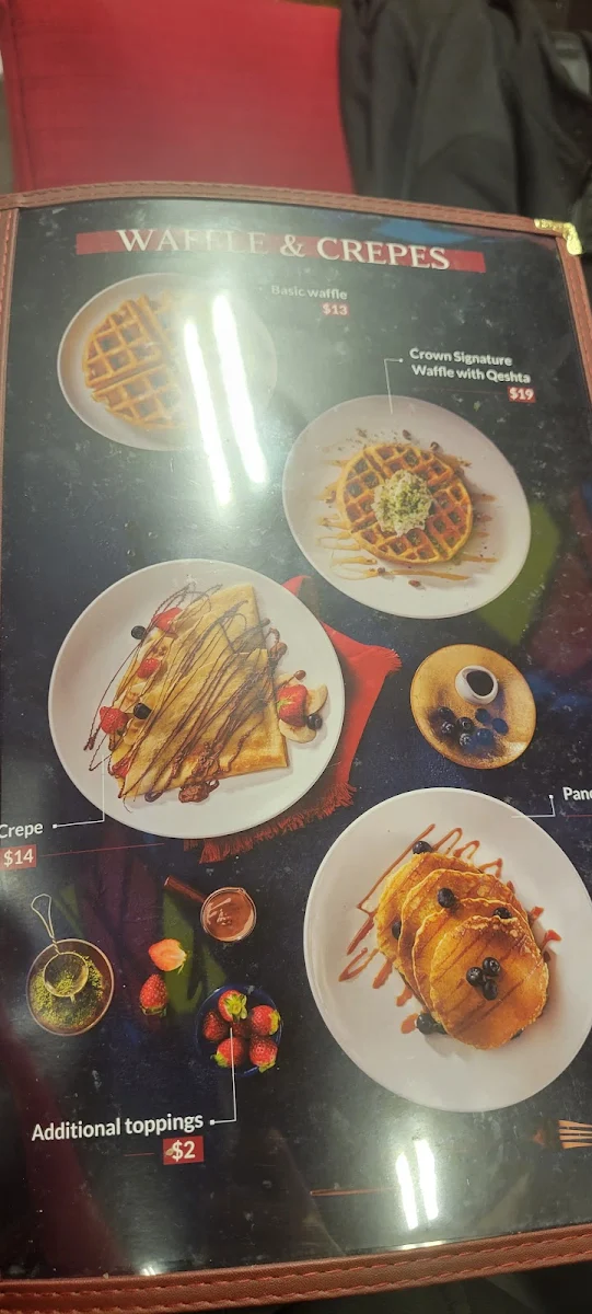 Menu, Crown Pastries