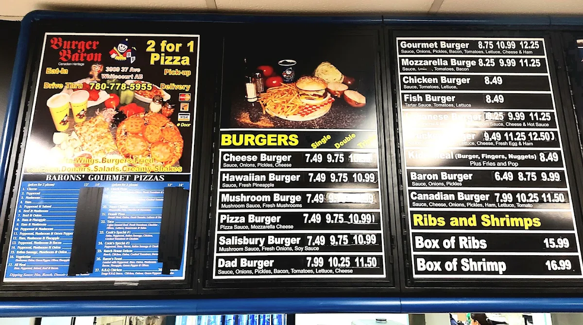 Menu, Burger Baron
