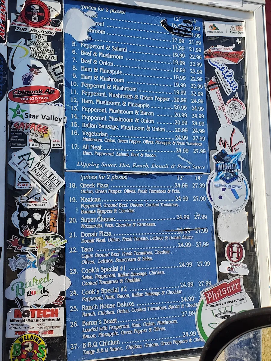 Menu, Burger Baron
