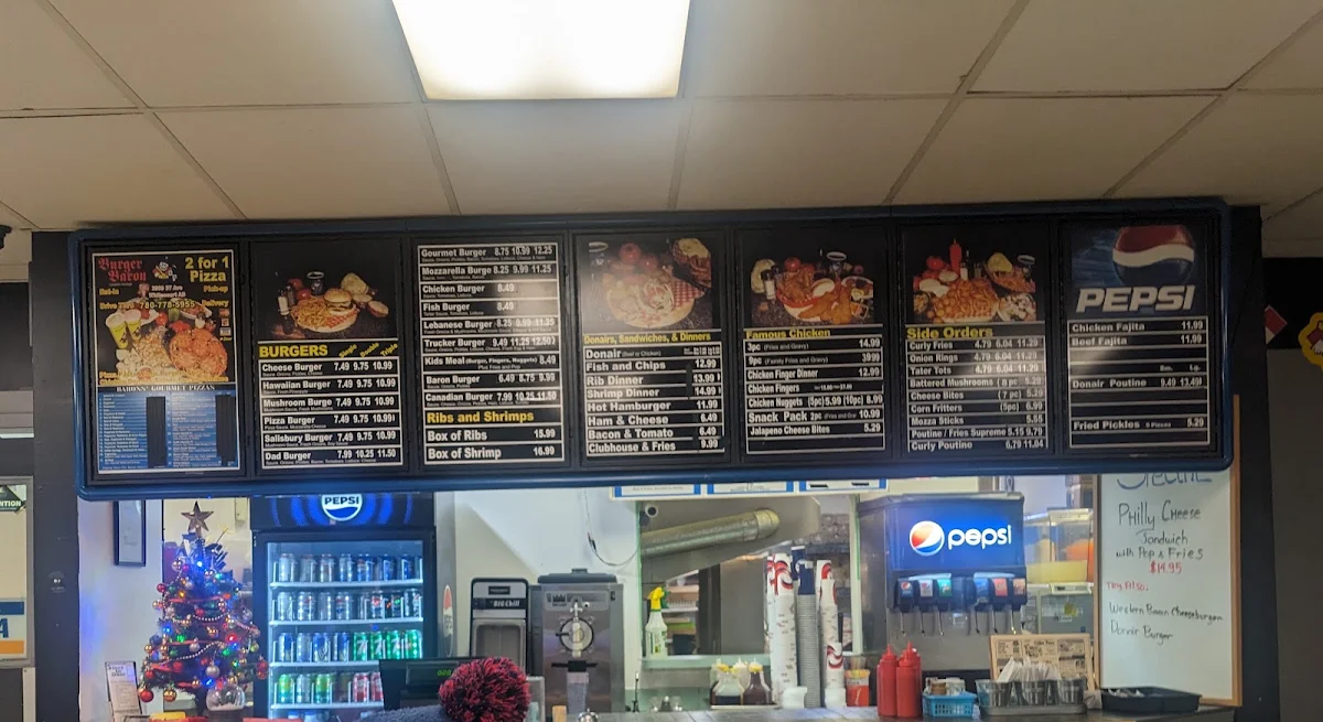 Menu, Burger Baron