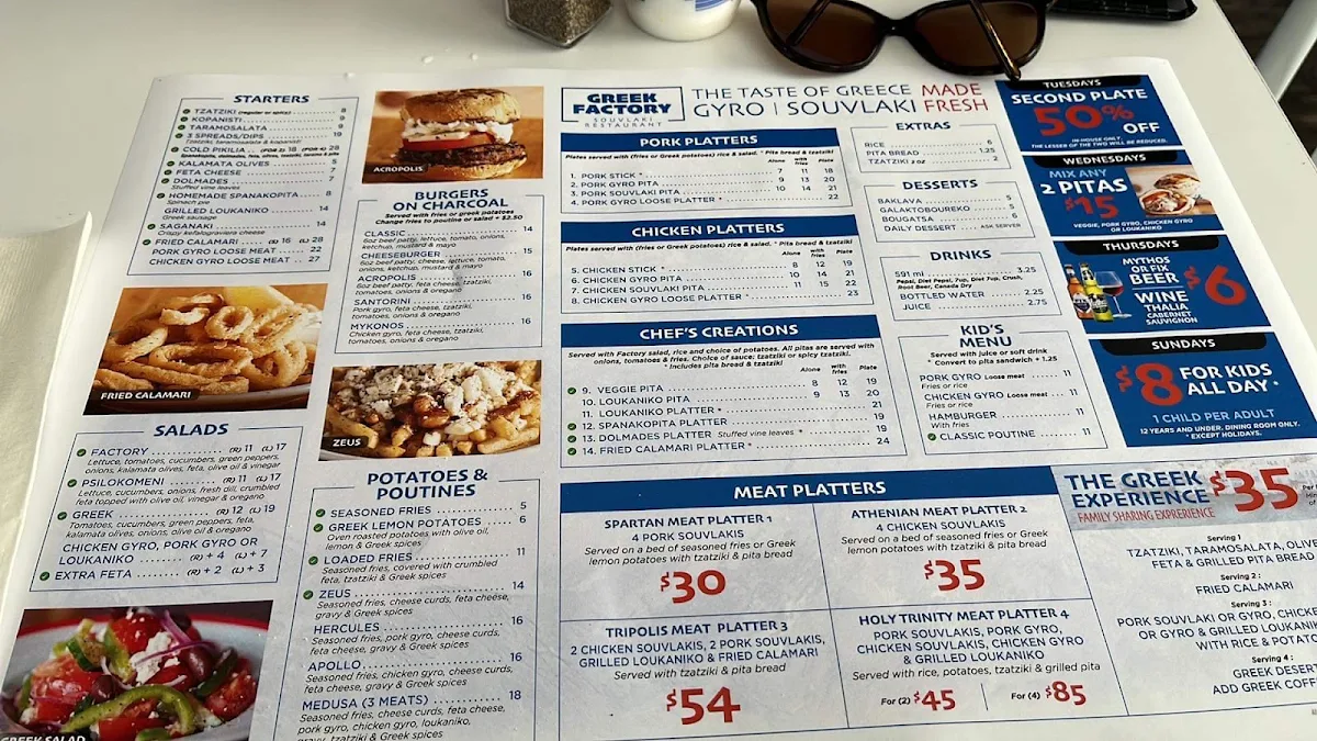 Menu, GREEK FACTORY BELLEVILLE
