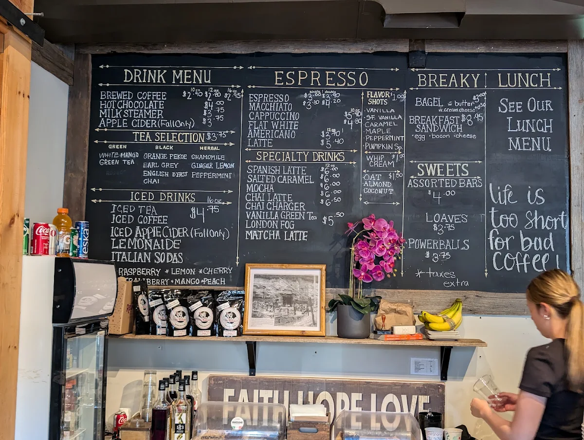 Menu, Higher Ground Café