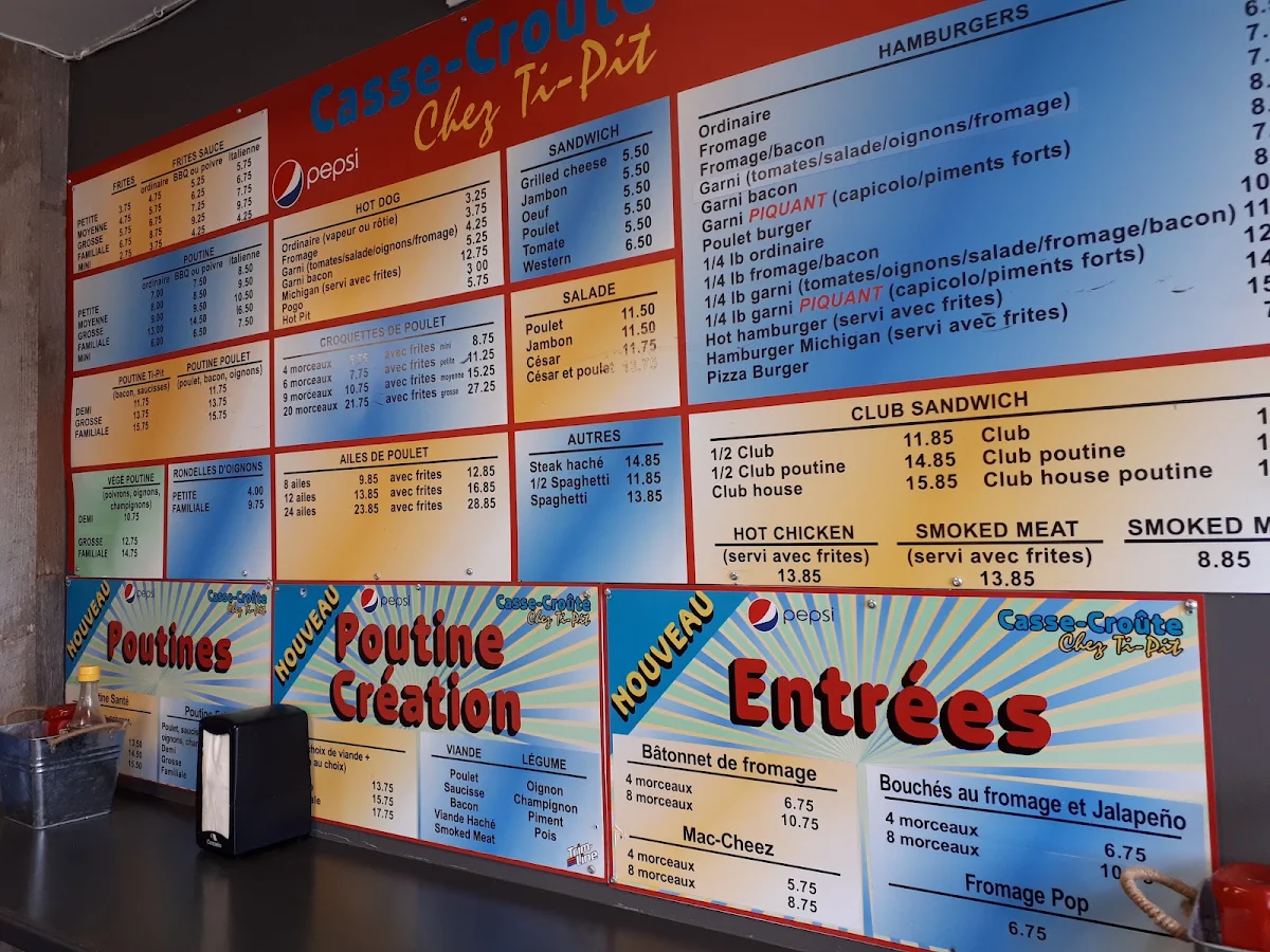 Menu, Casse-Croute Chez Ti-Pit