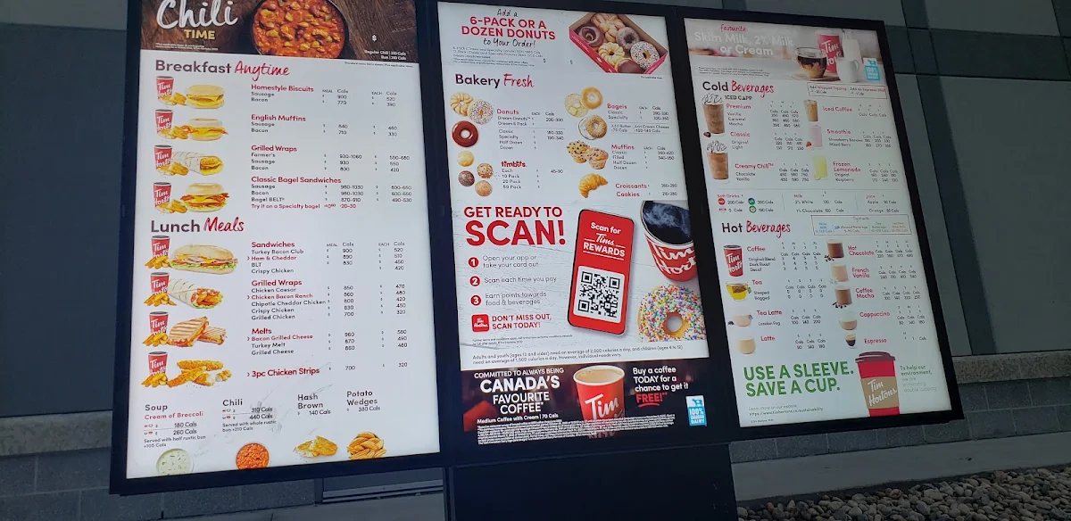 Menu, Tim Hortons