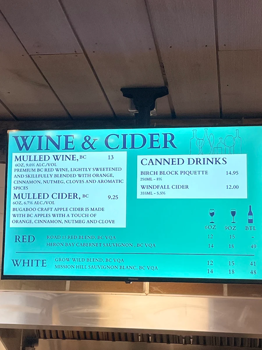 Menu, Hollyburn Lodge