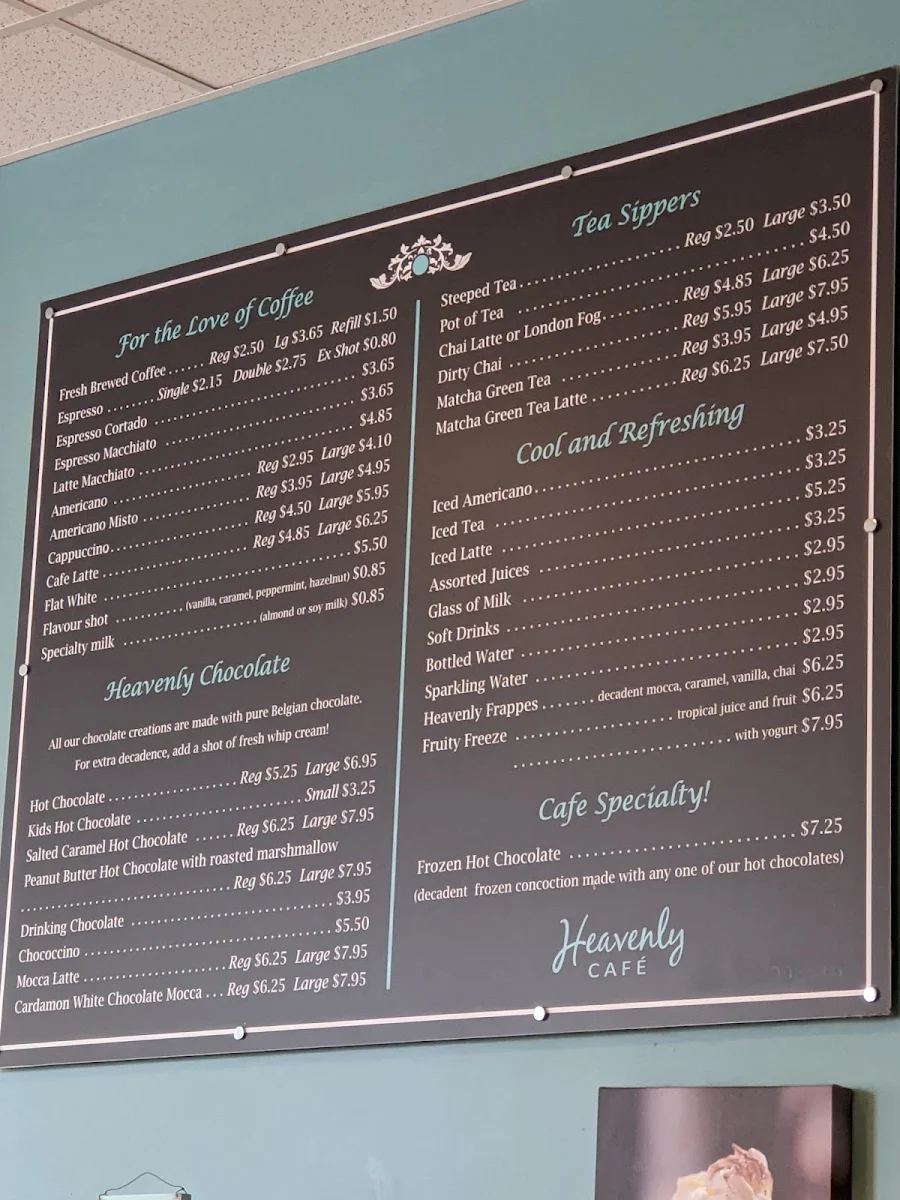 Menu, Heavenly Cafe
