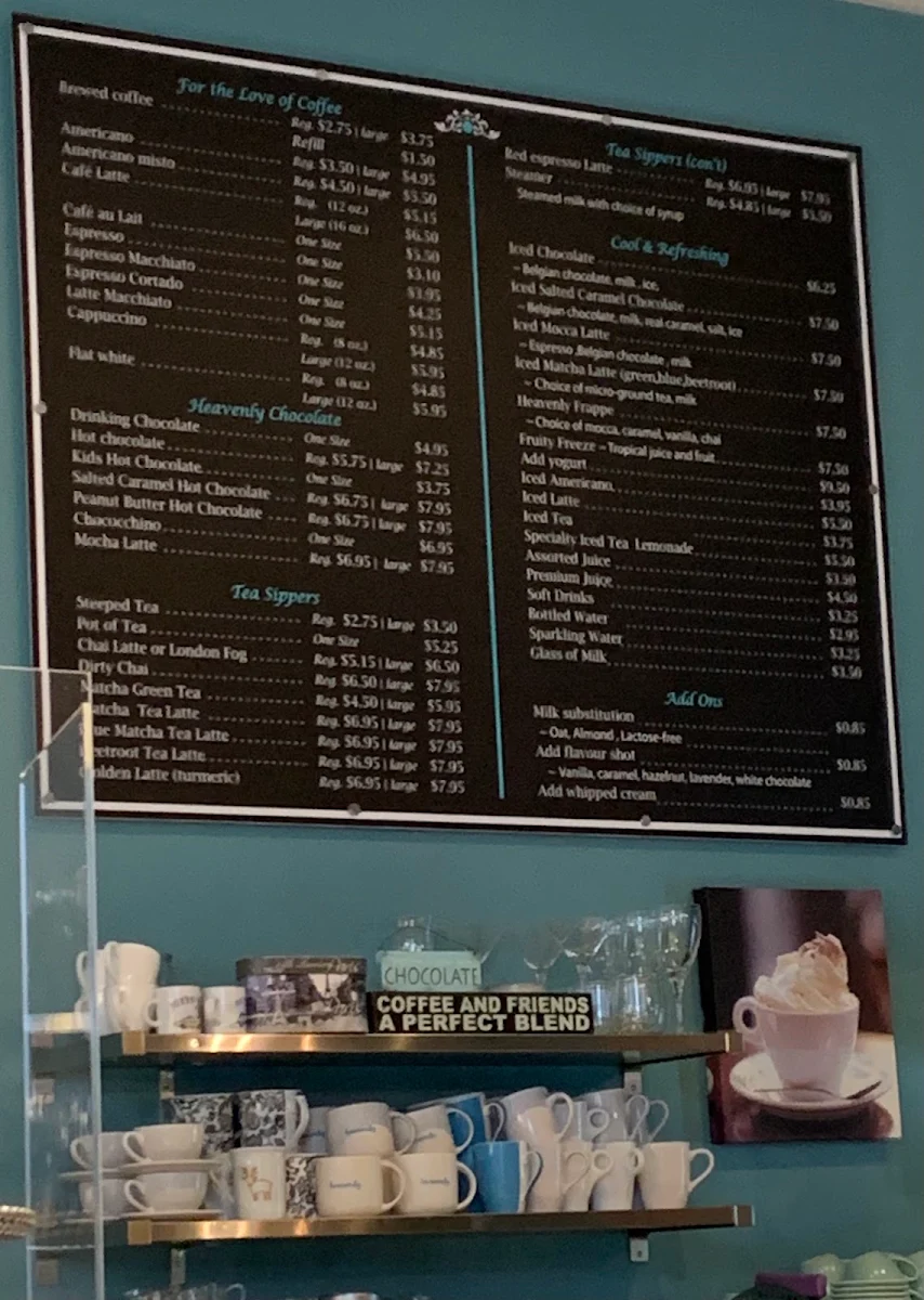 Menu, Heavenly Cafe