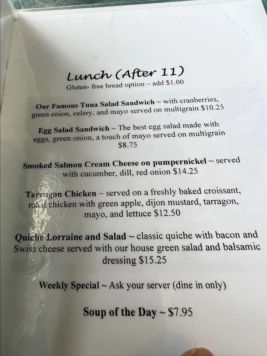 Menu, Heavenly Cafe