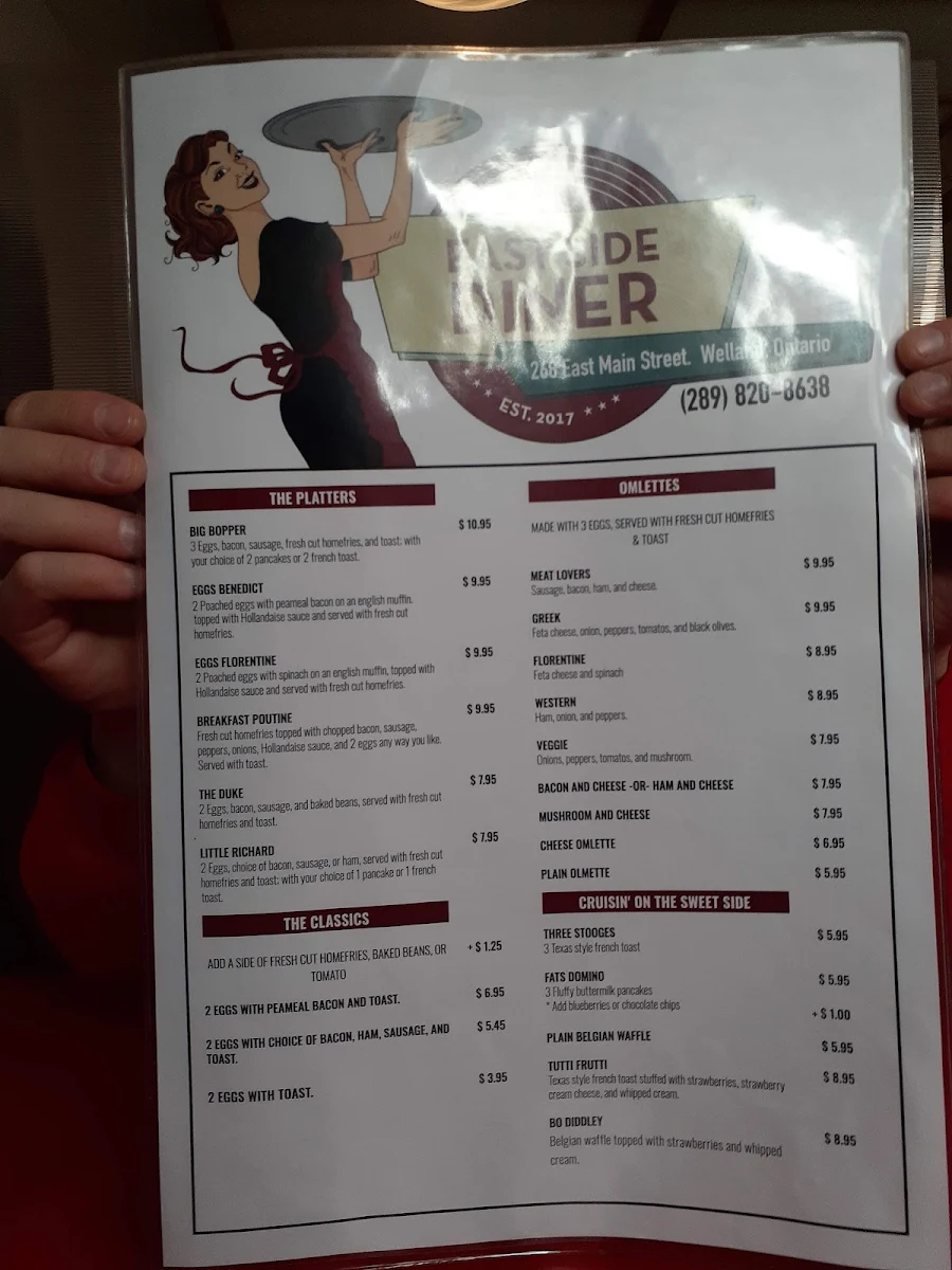 Menu, East Side Diner