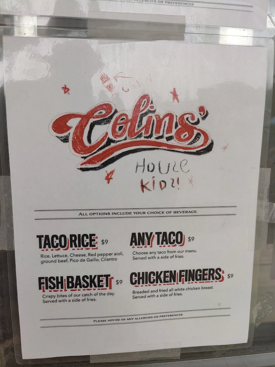 Menu, Colin's House