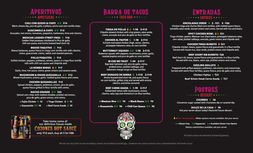 Menu, Cojones