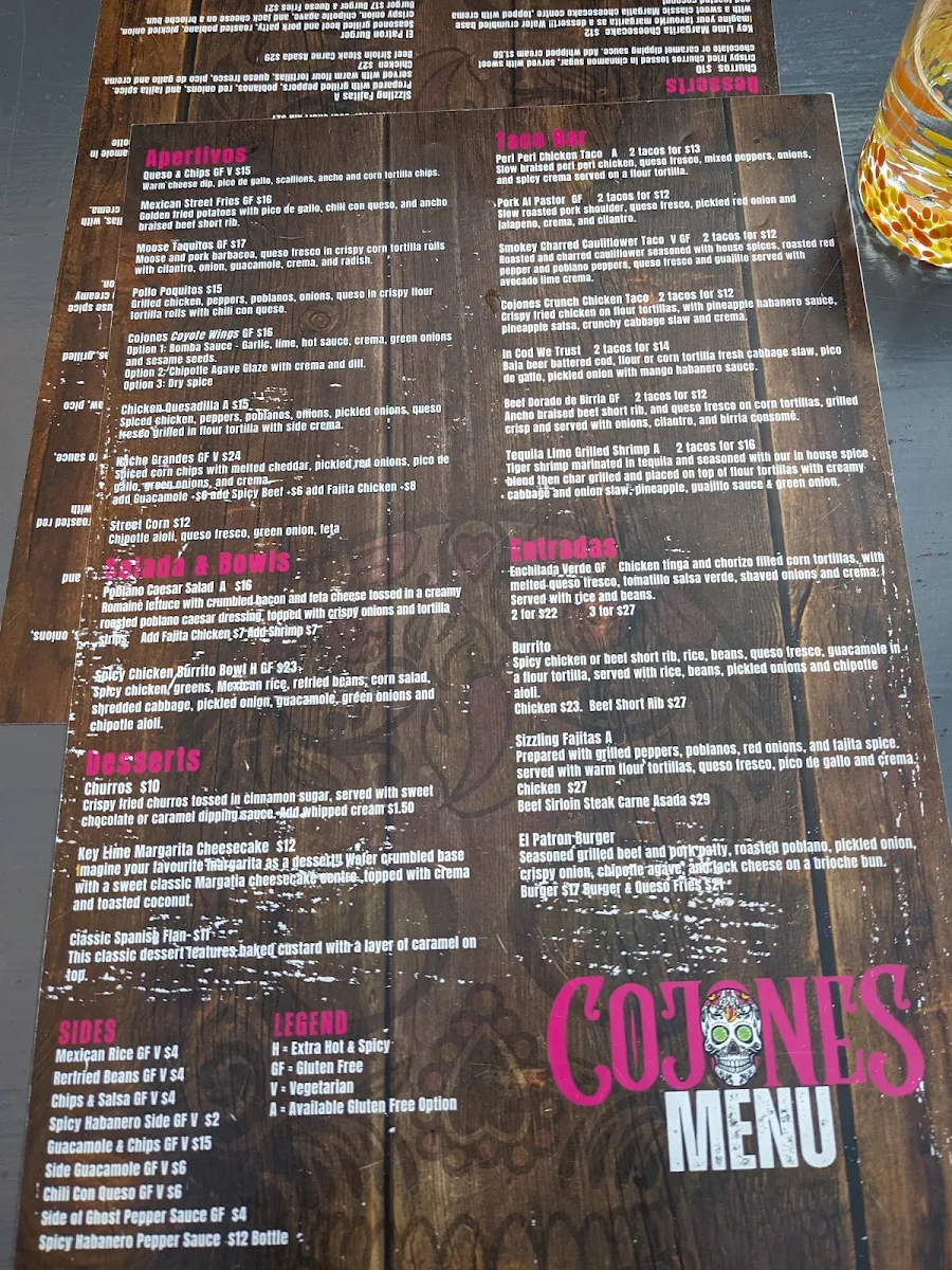 Menu, Cojones