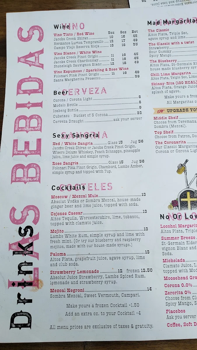 Menu, Cojones